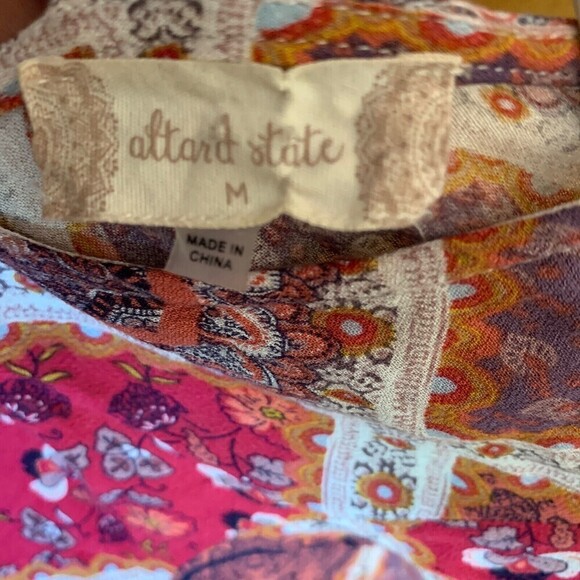 Altar'd State Womens Size Medium Multicolor Rayon Paisley Print Blouse - Picture 4 of 5